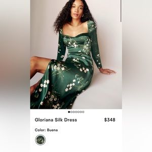 Reformation Gloriana Silk Midi Dress in Buena Green Floral